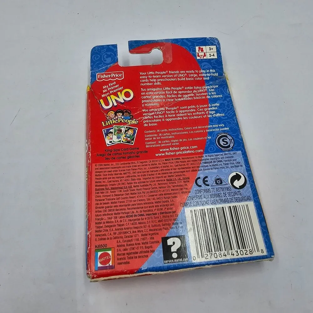 Vintage Fisher Price Little People My First UNO Card Game Complete Toddler 2006